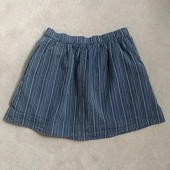GAP Navy Blue Vertical Stripe Cotton Linen Skirt - Picture 4 of 7
